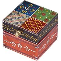 Casa Moro | Caja de joyería oriental Ananda 7-5x7-5x6-5 cm (WxDxH) Mini joyero pintado a mano Caja de joyería de madera…